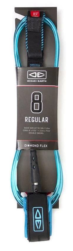 Ocean And Earth Diamond Flex Reg Leash Blue 8 Ft